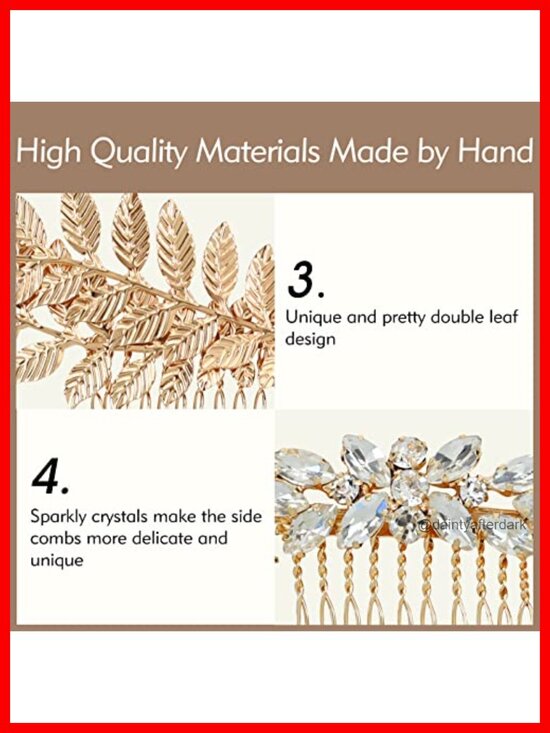 36Pc Gold Hair Side Combs U-Shaped Pearl Pins Spiral Rhinestone Hair Clips